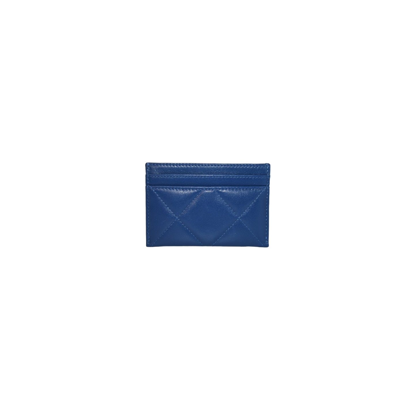 Luxury Chanel bag 19 Quilted Goatskin Card Holder Dark Blue