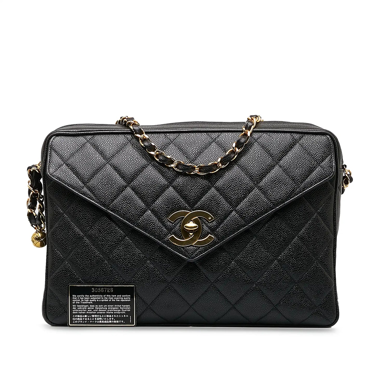 Luxury Chanel CC Chain Shoulder Bag Black Caviar Gold