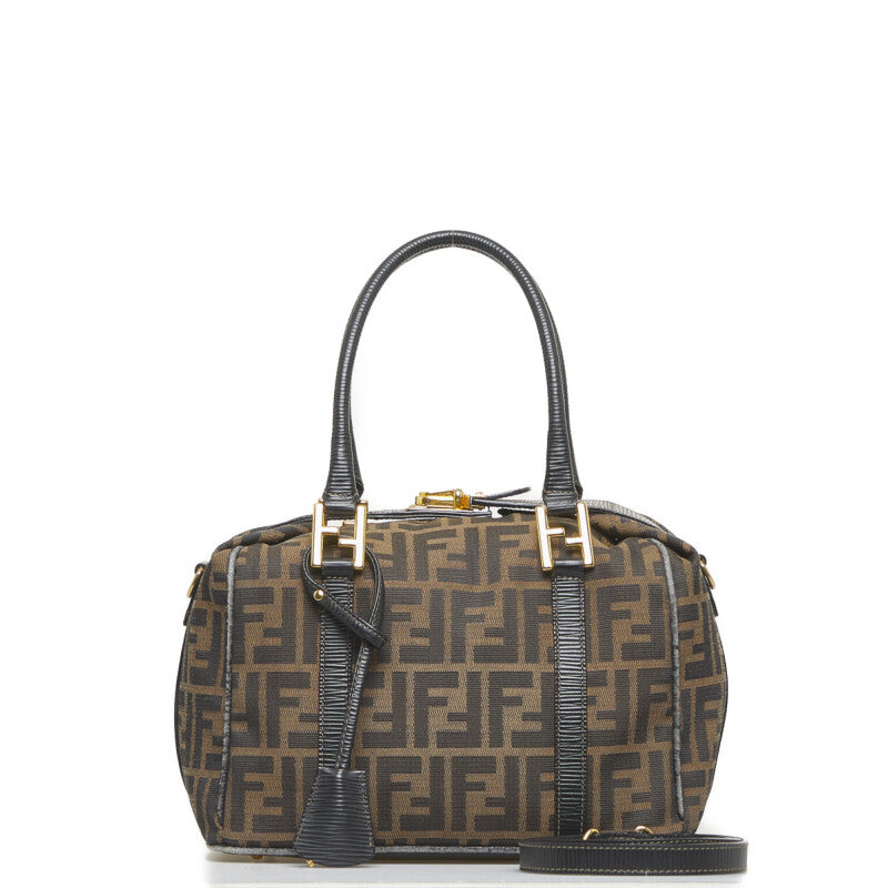 Luxury FendiZucca Canvas Boston Bag - '10s