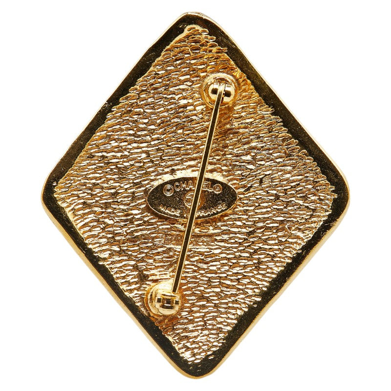 Chanel Vintage Coco Mark Rhombus Brooch Gold