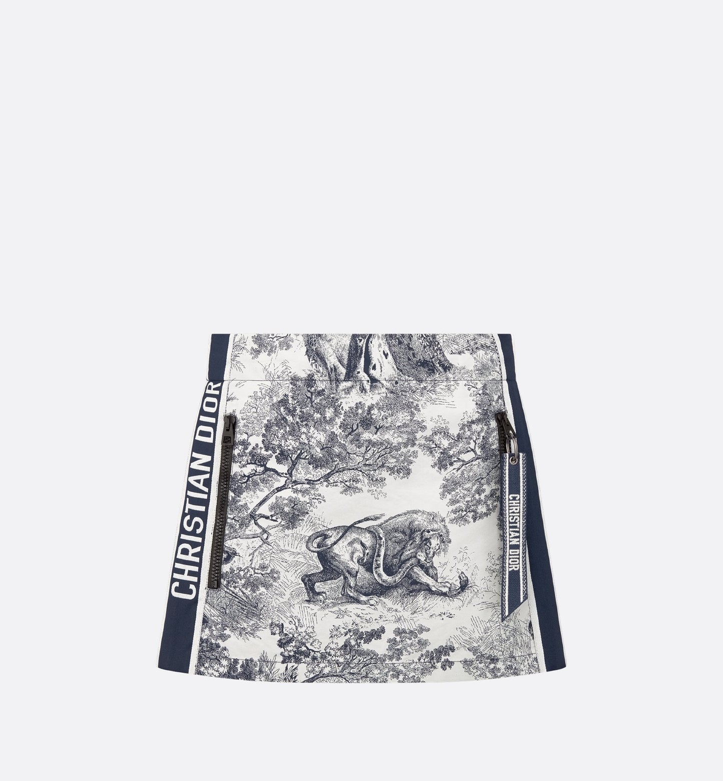 Luxury Dioriviera Skort White And Blue Technical Taffeta Jacquard With Toile De Jouy Sauvage Motif
