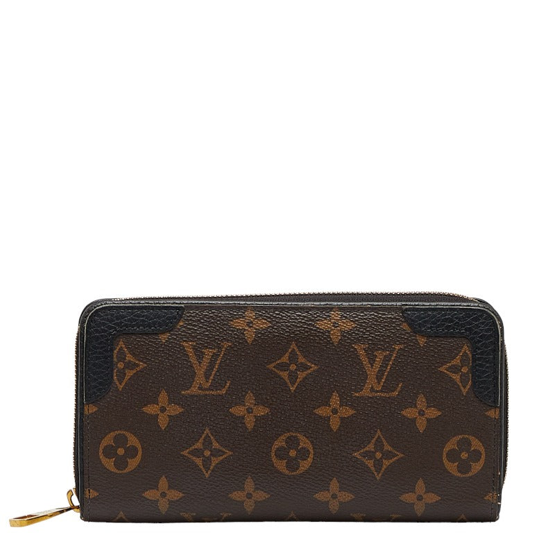Louis Vuitton Monogram Macassar Zippy Wallet Retiro M61855 Brown PVC Leather
