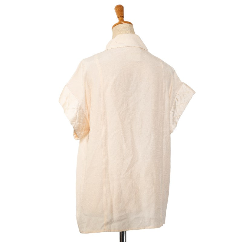 Chanel Silk Quilted Pearl Blouse Shirt