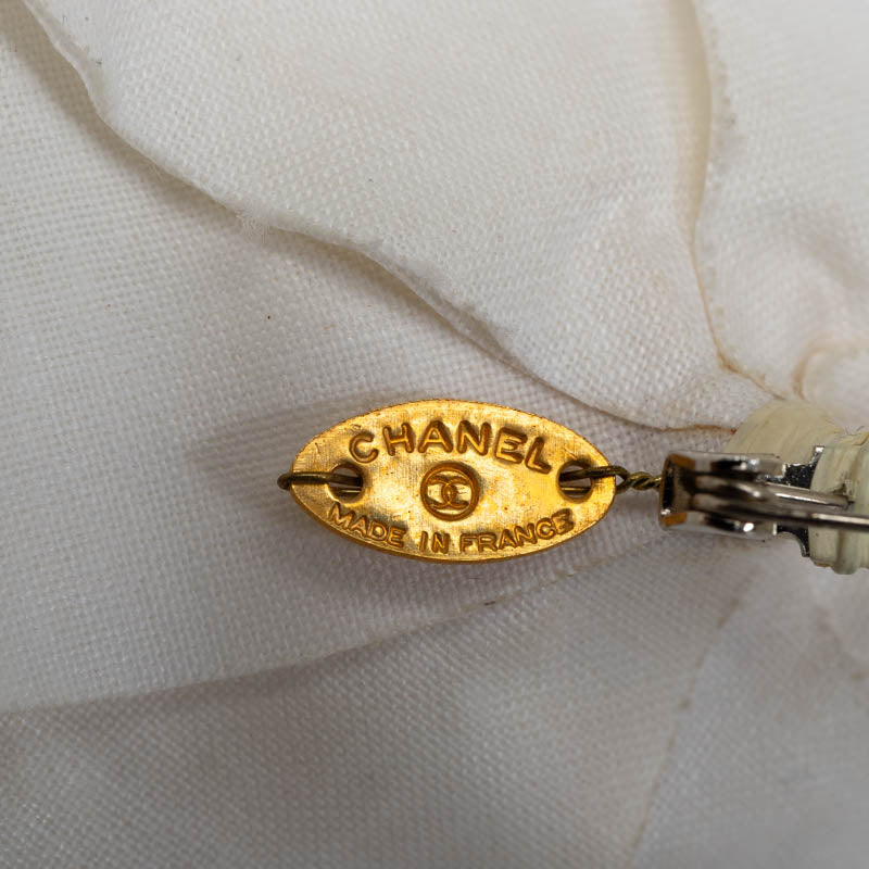 Chanel Camellia Corsage Canvas Brooch
