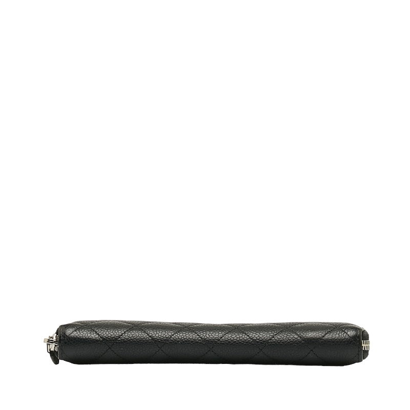 Chanel Caviar Skin Matelasse Coco Mark Round Zipper Long Wallet