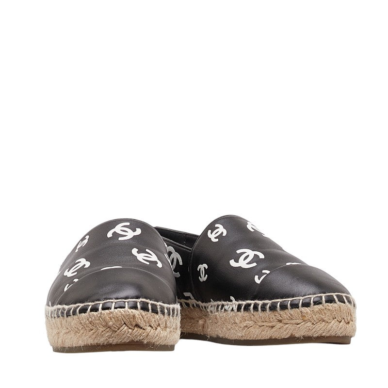Chanel Espadrille Sneakers Leather Raffia Black