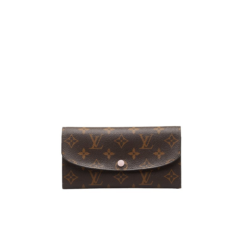 Louis Vuitton Monogram Portefeuille Emilie Long Wallet M61289 Brown Rose Ballerine Pink PVC Leather