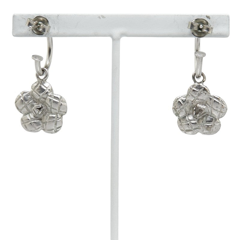 Chanel Camellia Silver Metal Earrings
