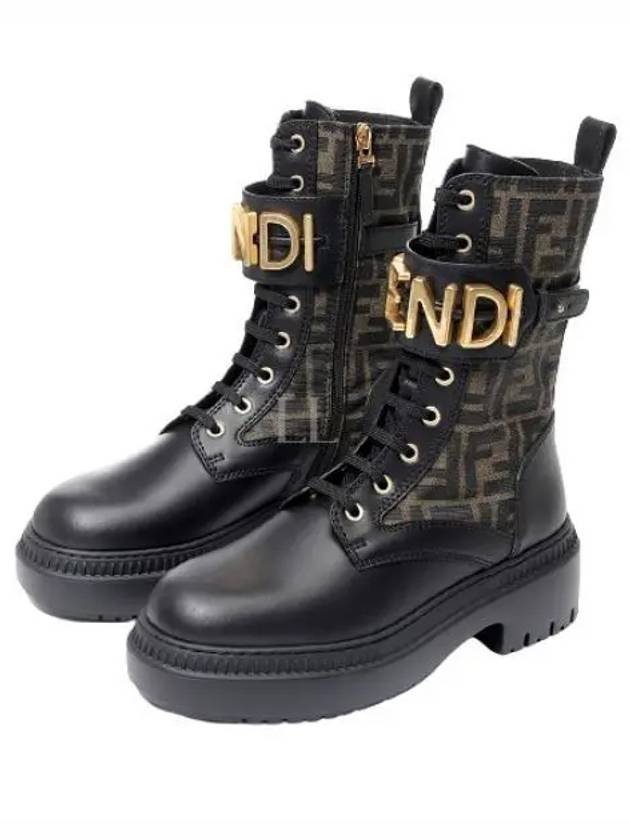 Luxury Fendi Luxury Fendigraphy Leather Worker Boots black Brown