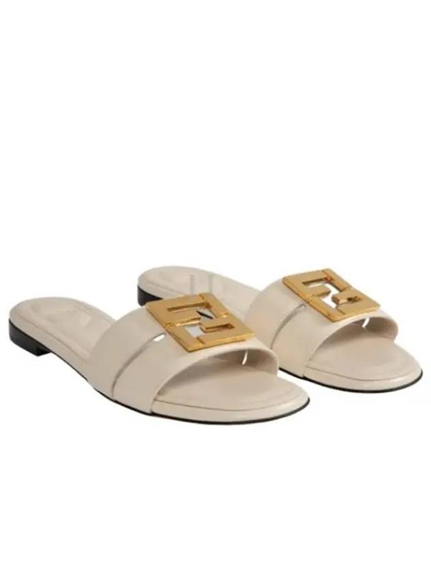 Luxury Fendi F Fold Leather Sandals White