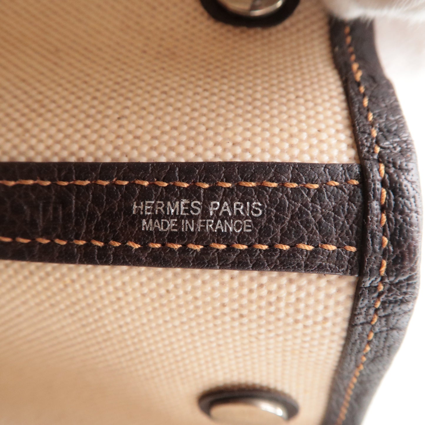 Luxury Hermes Garden Party Toile Ash Leather PM 髫ｨ繝ｻ・ｽ・｡ I  Stamped Beige