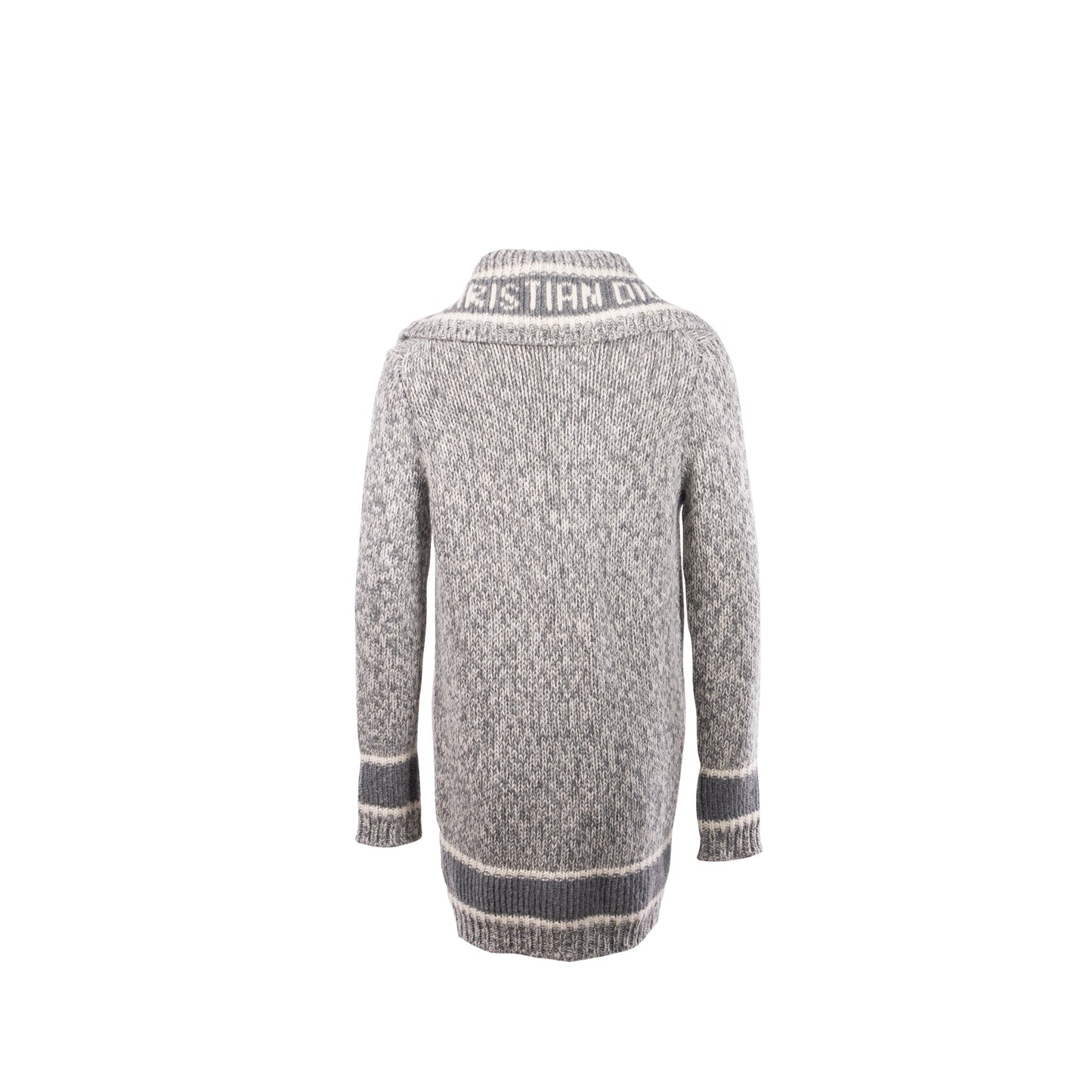 Luxury Dior Size 36 Long Cardigan Wool/Cashmere Grey/White
