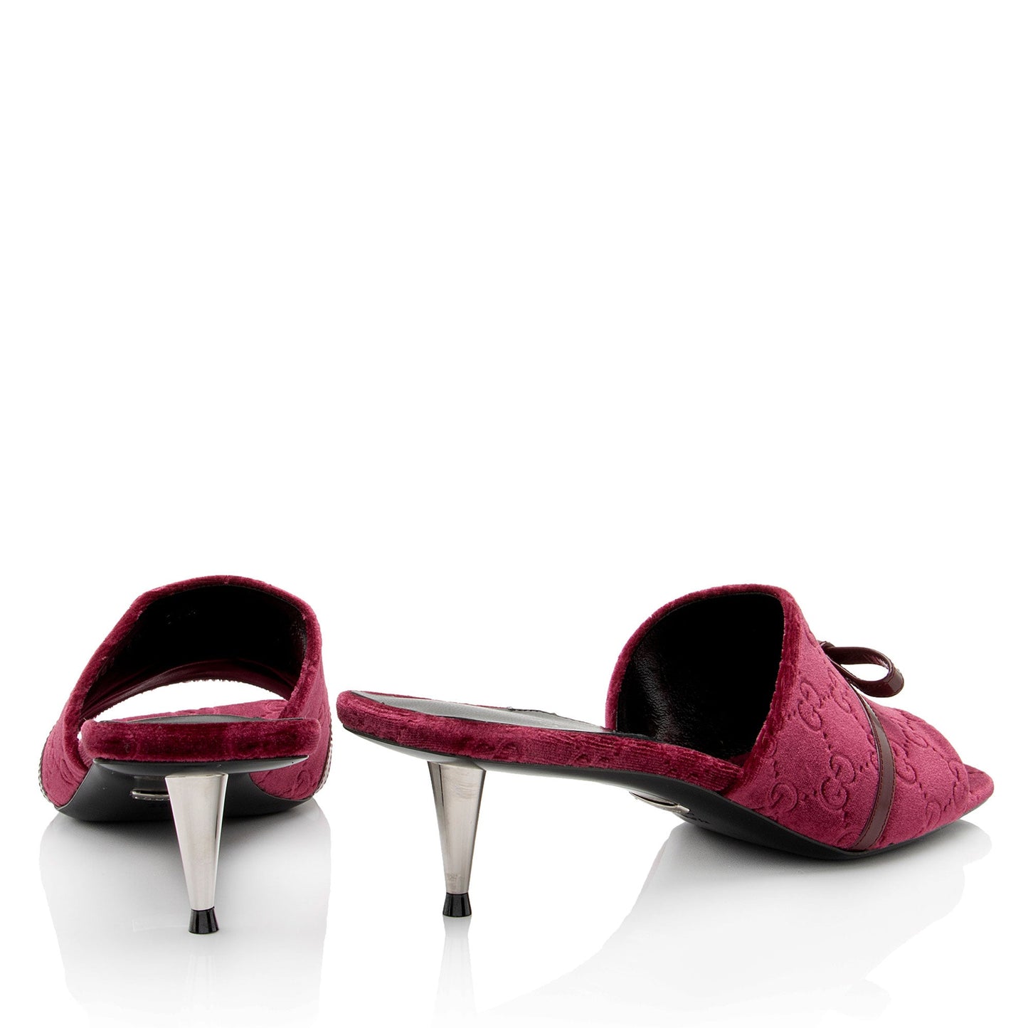 Gucci GG Velvet Bow Slide Sandals