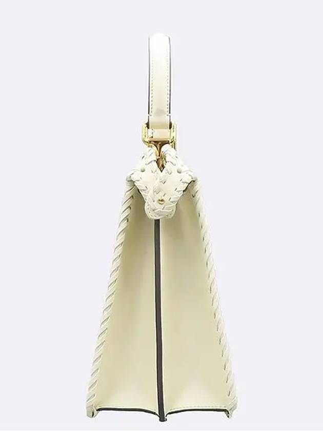 Luxury Fendi 8BN321 Ivory Leather Peekaboo I SEE U IC Medium Top Handle Bag Shoulder Strap 2WAY