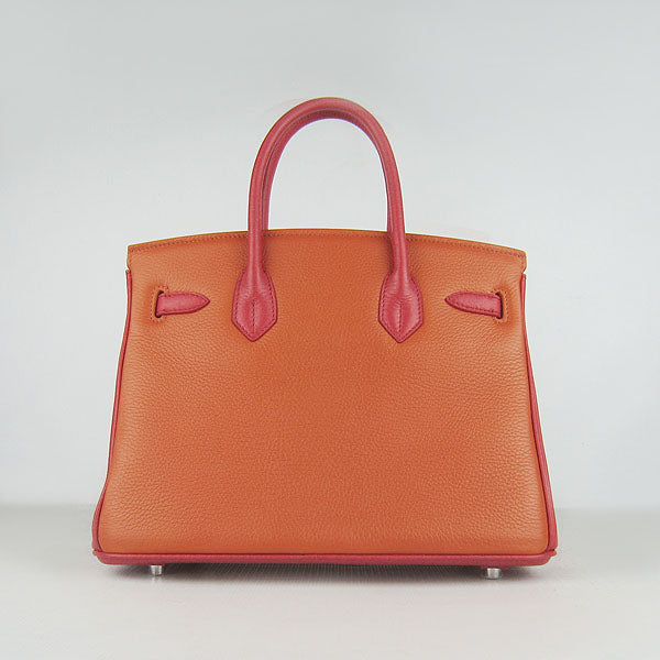 Luxury Hermes Birkin 30cm Togo Leather Handbags Red/Orange/Green Silver