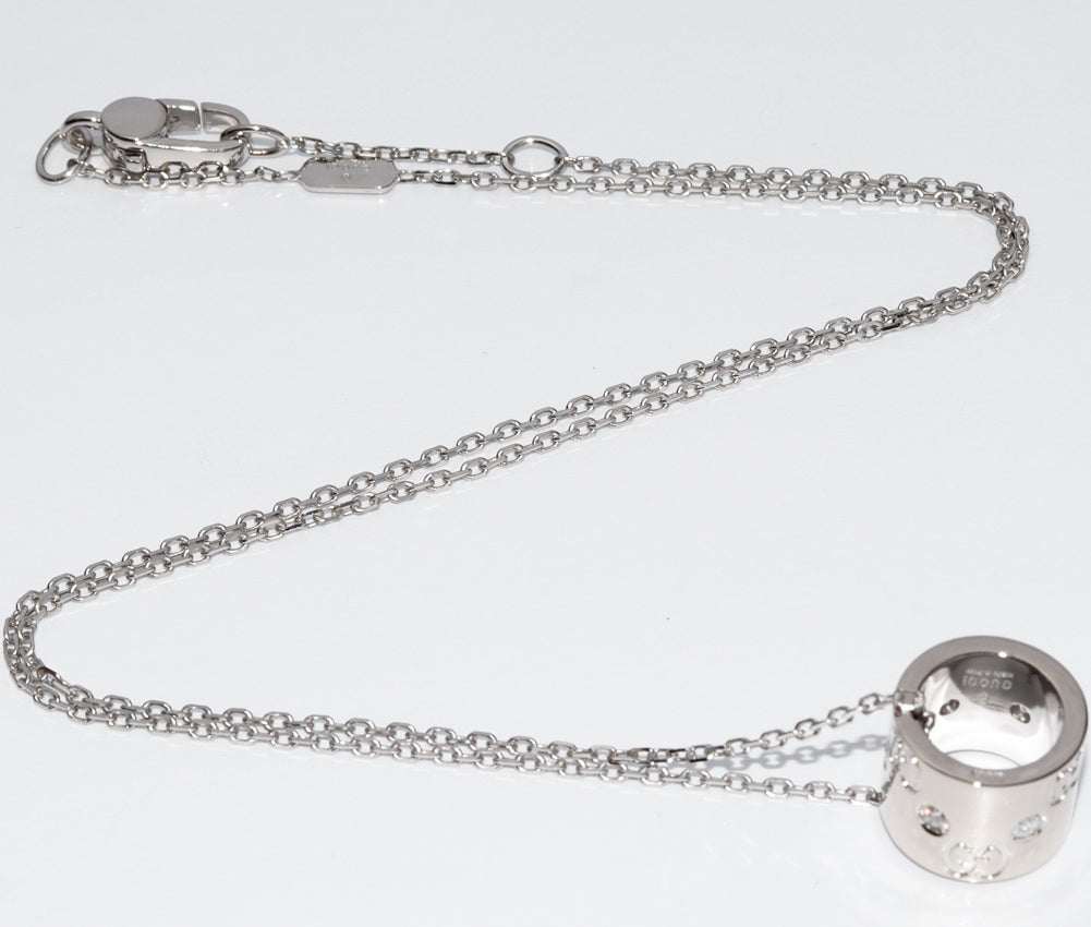Luxury Gucci Trending 2025 K18WG Diamond Pendant Necklace