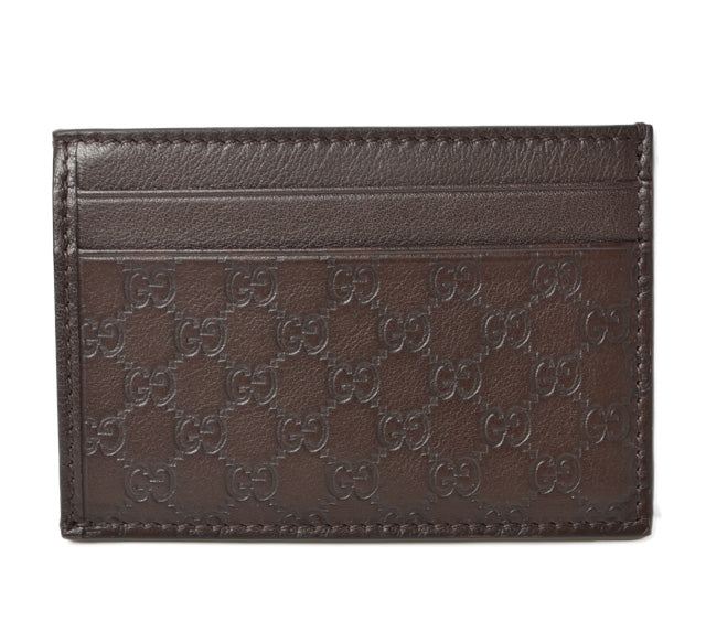 Luxury Gucci Trending 2025 Leather Card Case Dark Brown