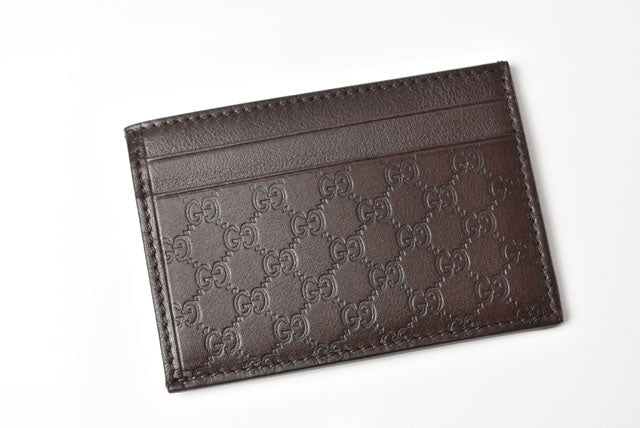 Luxury Gucci Trending 2025 Leather Card Case Dark Brown