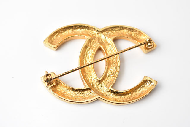 Chanel Brooch Coco Mark Rhinestone Gold