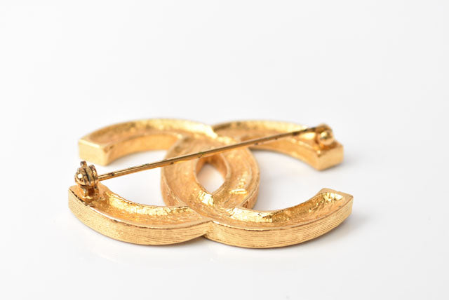 Chanel Brooch Coco Mark Rhinestone Gold