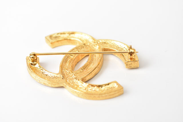 Chanel Brooch Coco Mark Rhinestone Gold