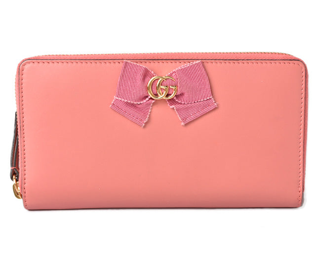 Luxury Gucci Trending 2025 Leather Long Wallet Round Zipper GG Marmont Ribbon
