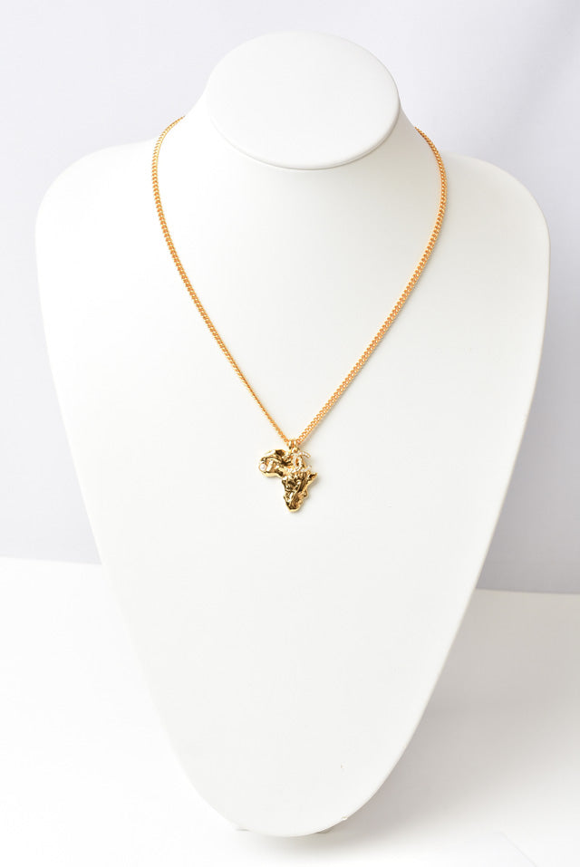 Chanel Necklace/Pendant Chain with African Motif, CC Rhinestones, Gold