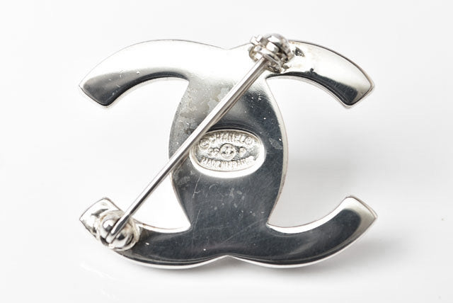 Chanel Metal Brooch Pin Silver