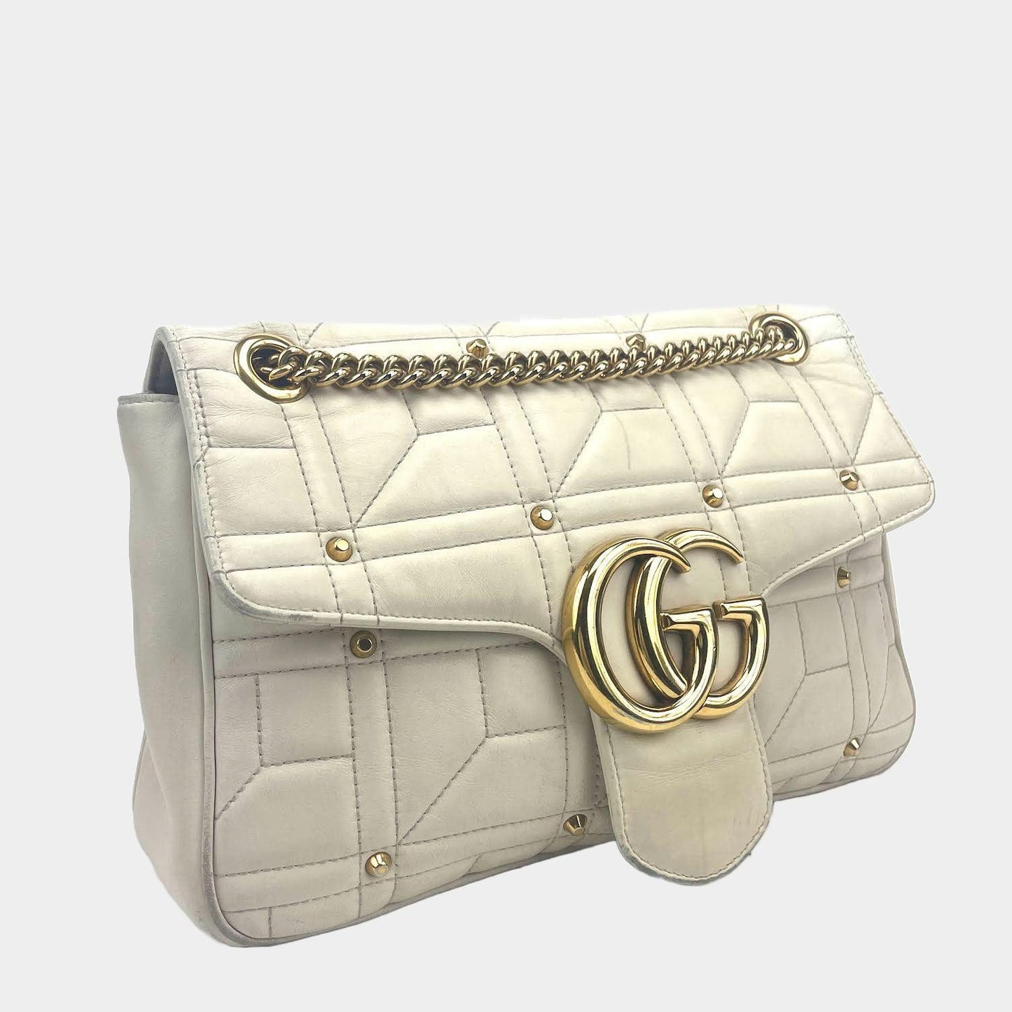 Luxury Gucci  GG Marmont Flap Bag Studded Matelasse  - OUTLET ITEM FINAL SALE