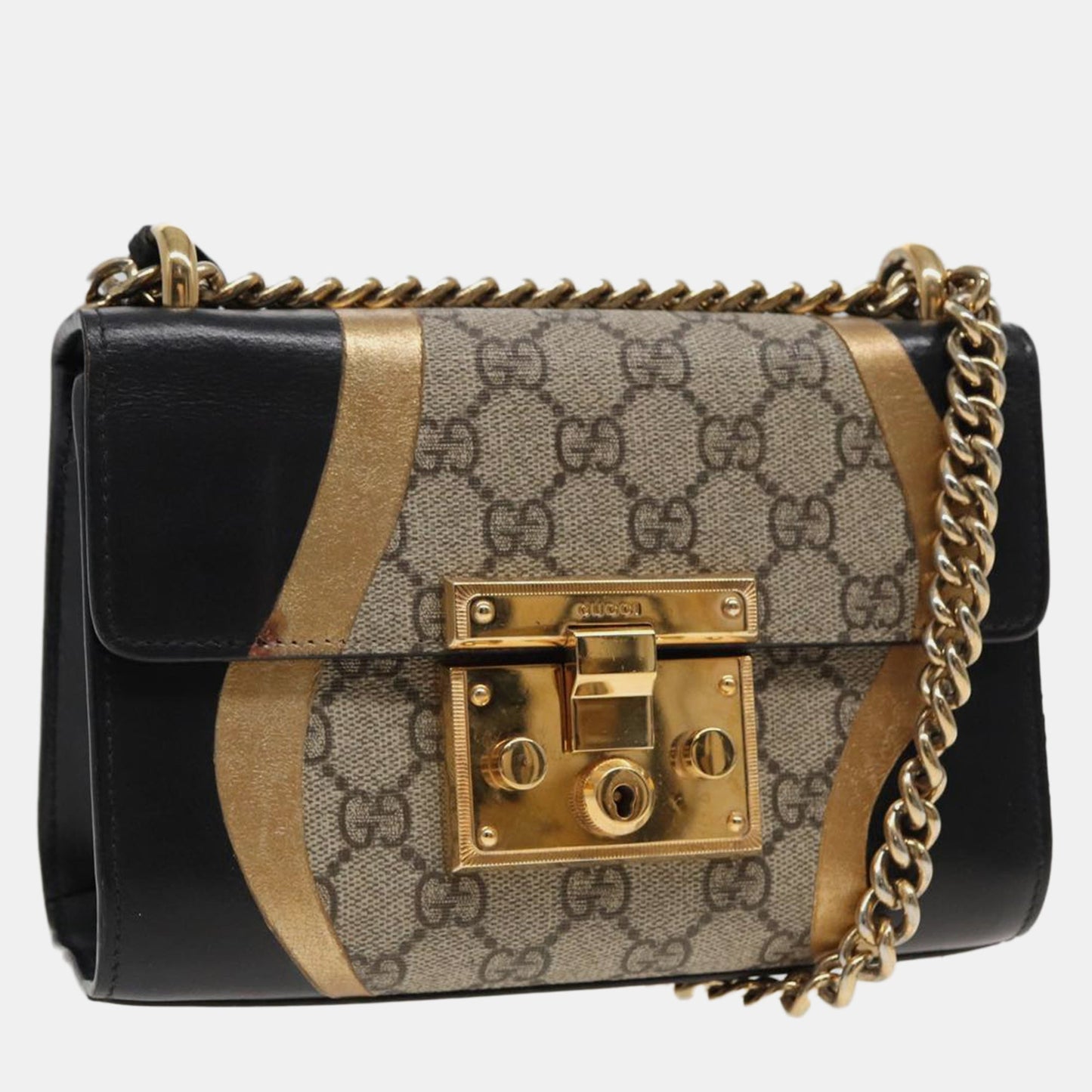 Luxury Gucci Trending 2025 Beige GG Supreme Canvas Padlock Shoulder Bag