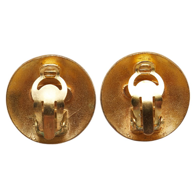 Chanel Vintage Coco Mark Button Motif Clip-On Earrings Gold Plated