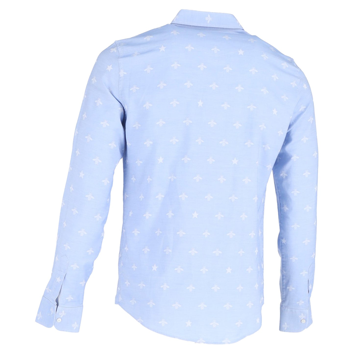 Gucci Bee Print Long Sleeve Shirt in Blue Cotton