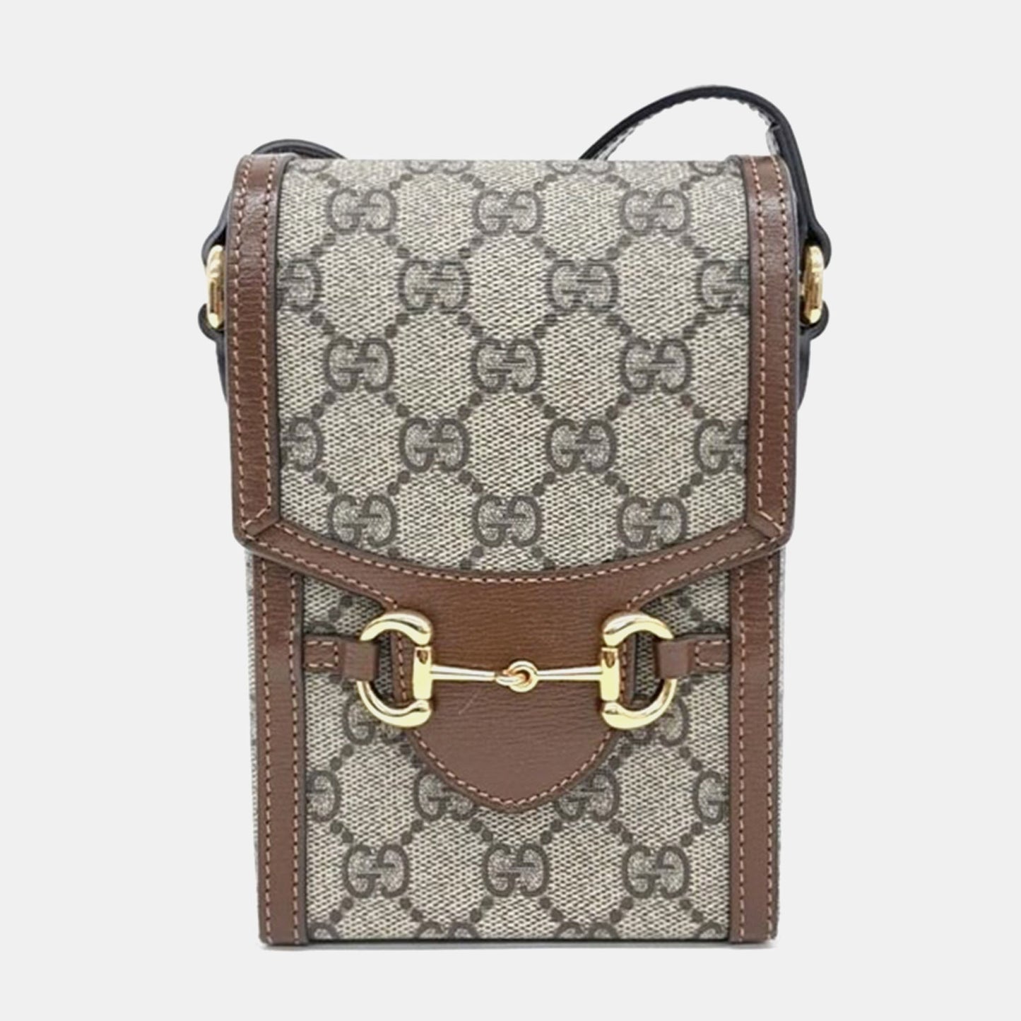 Luxury Gucci Trending 2025 Beige GG Canvas Horsebit 1955 Mini Crossbody Bag