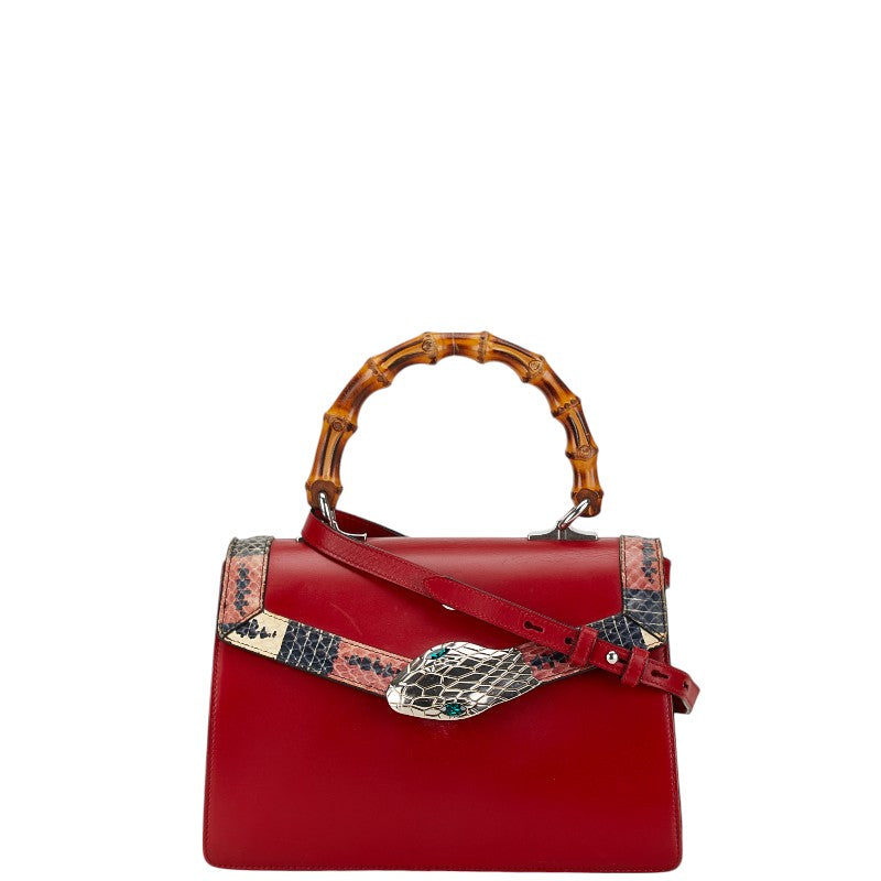 Luxury Gucci Trending 2025 Bamboo Lilith Coral Snake Leather Handbag