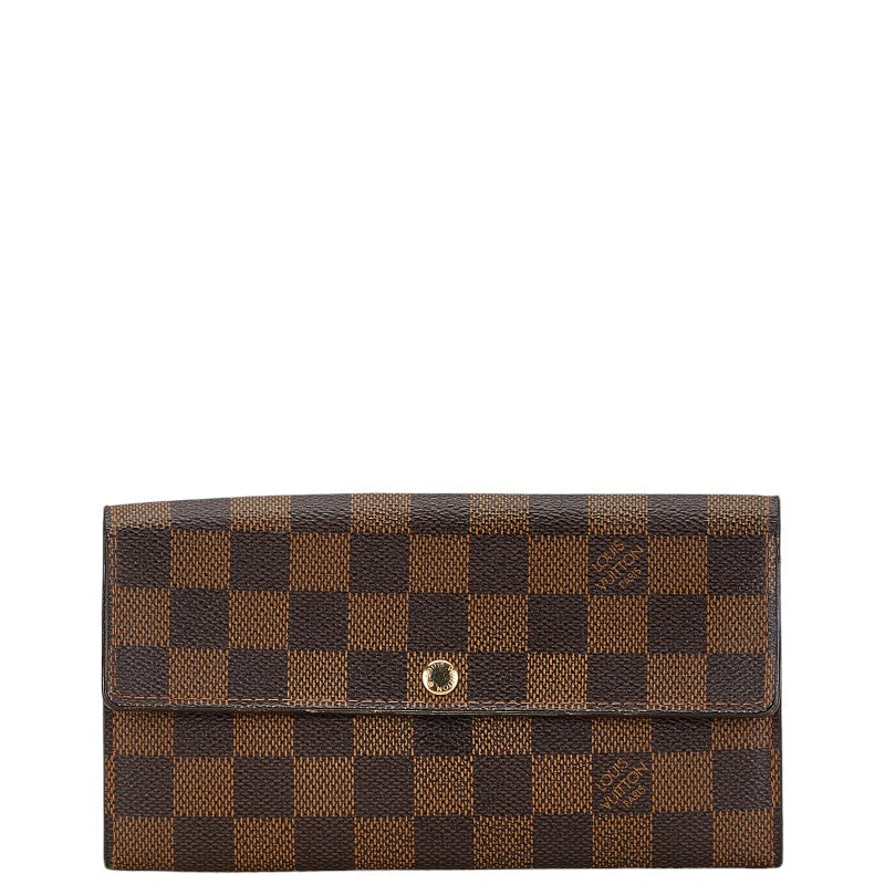 Louis Vuitton Damier Sarah Wallet Brown PVC Leather in New Condition