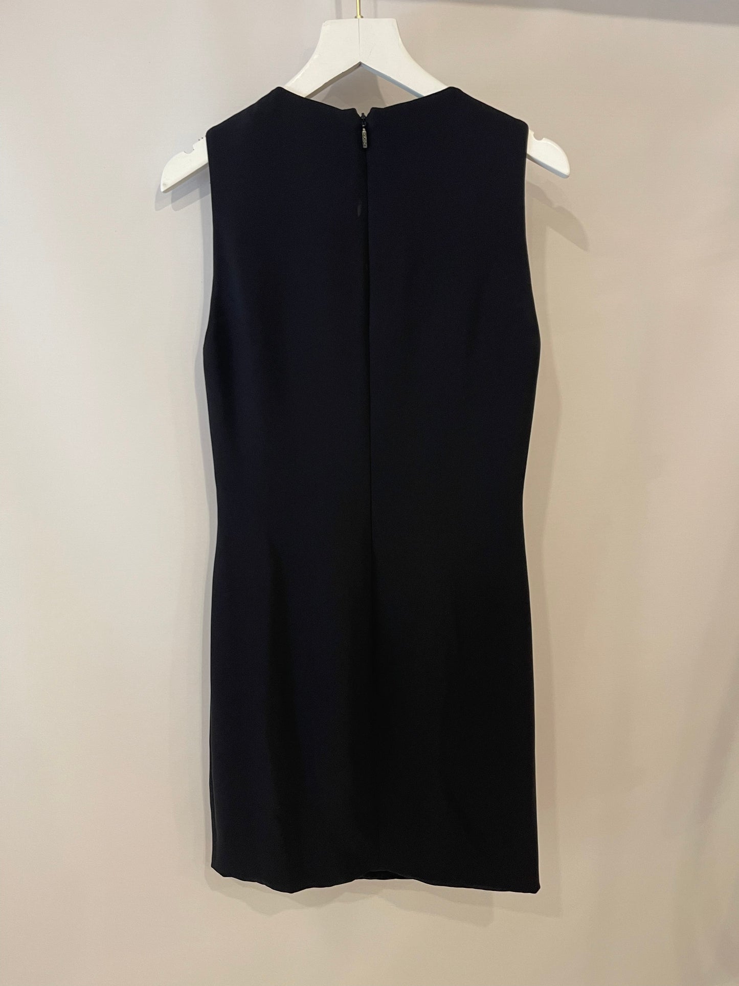 Luxury Gucci Trending 2025 Black Silk Sleeveless Dress with Gold Logo Detail Size IT 38