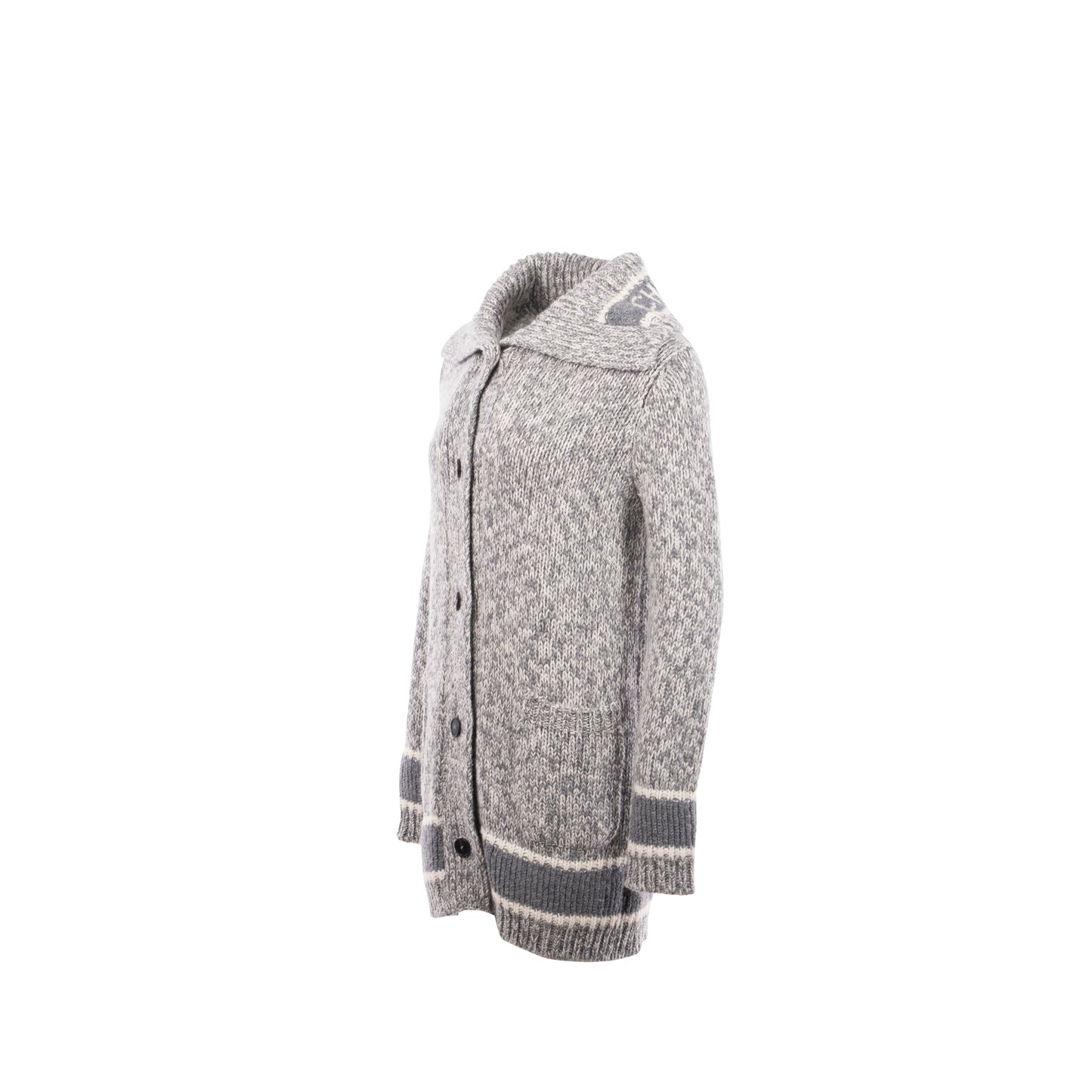 Luxury Dior Size 36 Long Cardigan Wool/Cashmere Grey/White