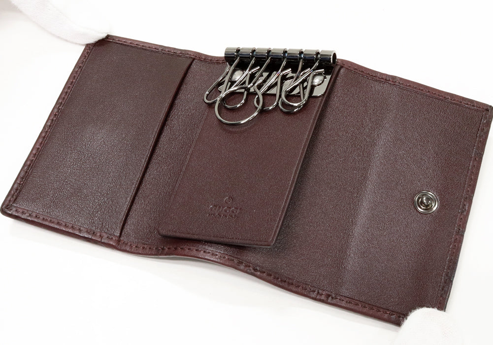 Luxury Gucci Trending 2025 6 Key Case Dark Brown Calf Leather 237509