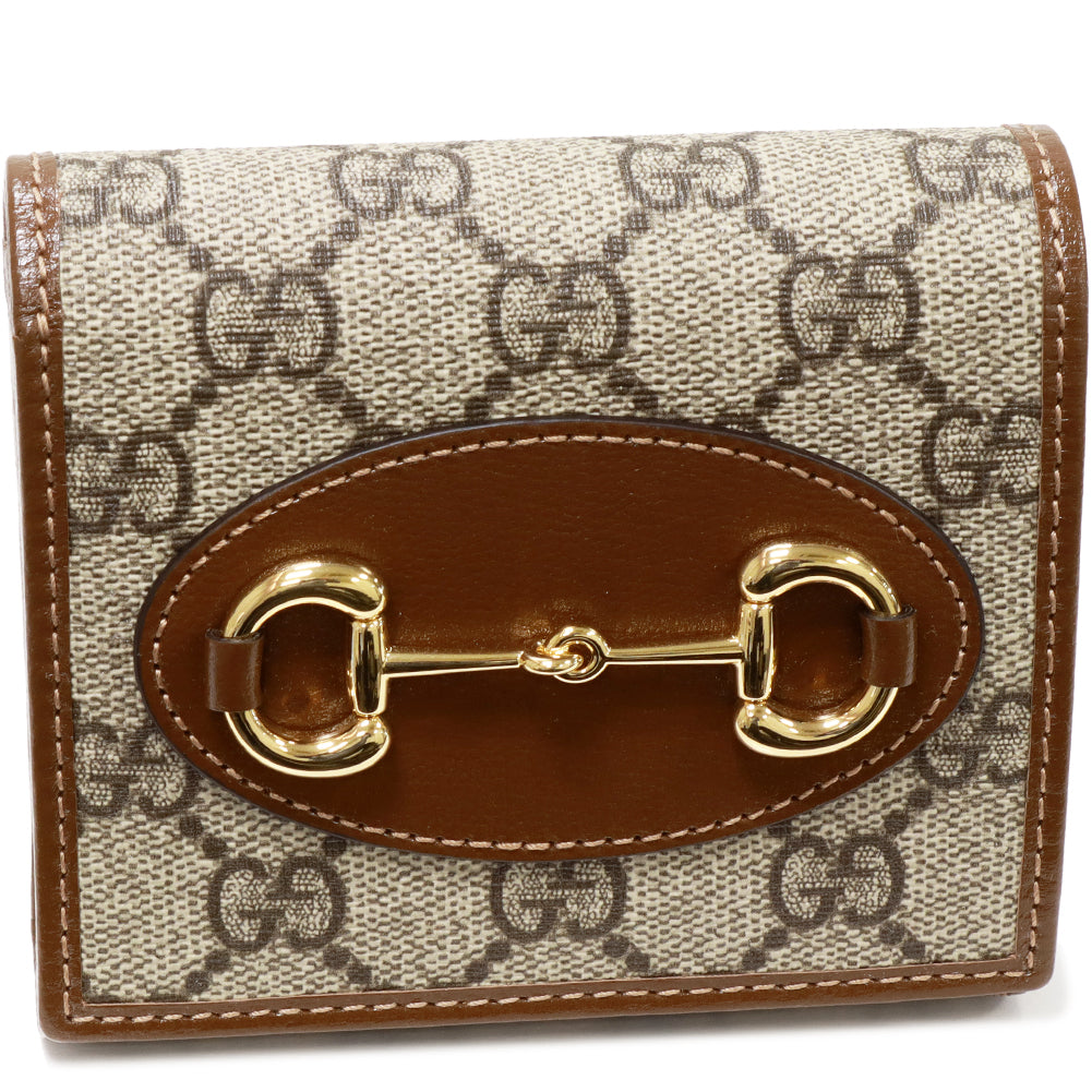 Luxury Gucci Trending 2025 GG Supreme Horsebit 1955 Wallet Brown