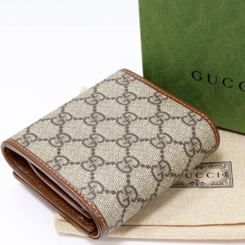 Luxury Gucci Trending 2025 GG Supreme Horsebit 1955 Wallet Brown