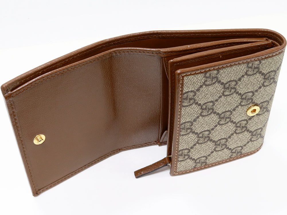 Luxury Gucci Trending 2025 GG Supreme Horsebit 1955 Wallet Brown