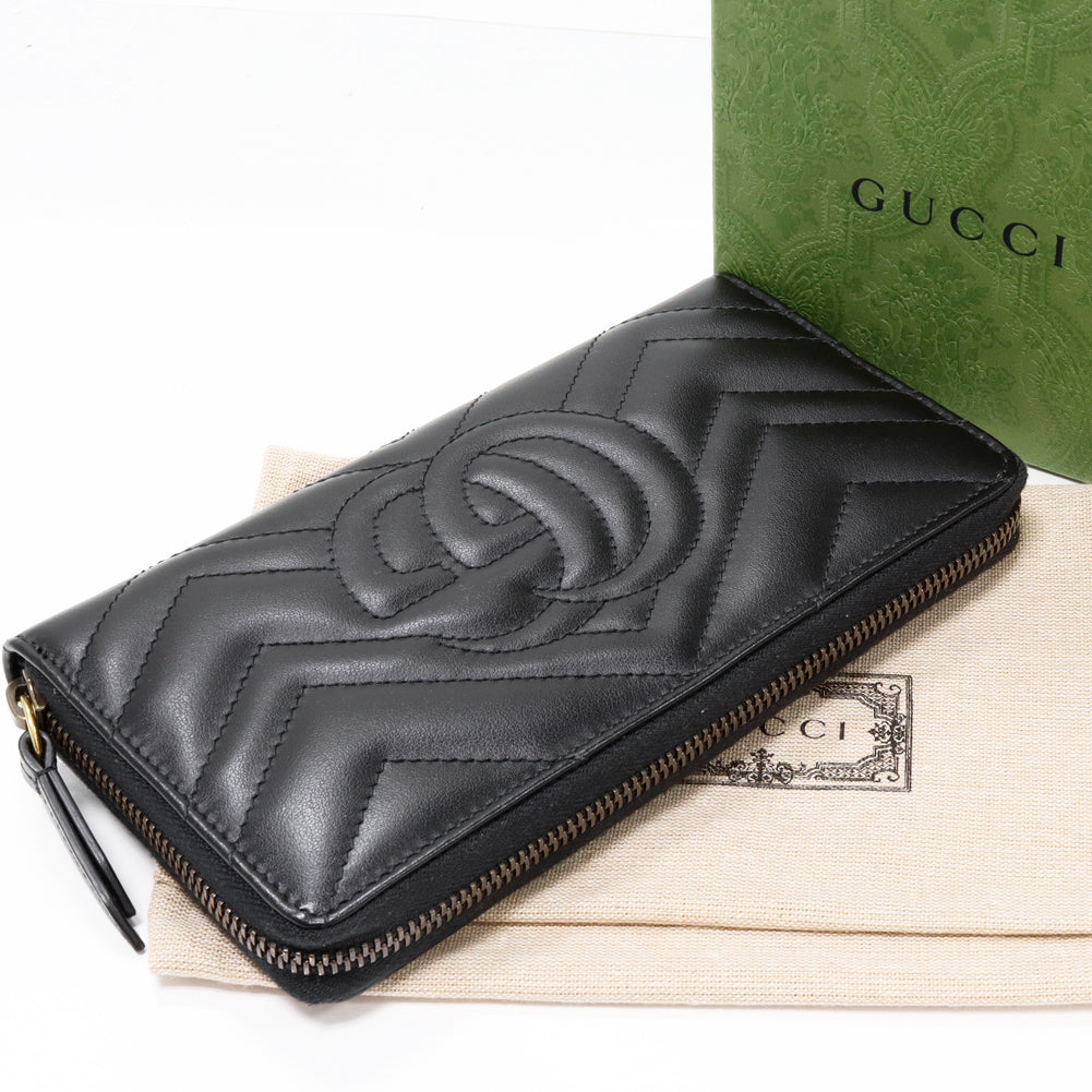 Luxury Gucci Trending 2025 Quilted Leather Zip-Around Long Wallet 443123