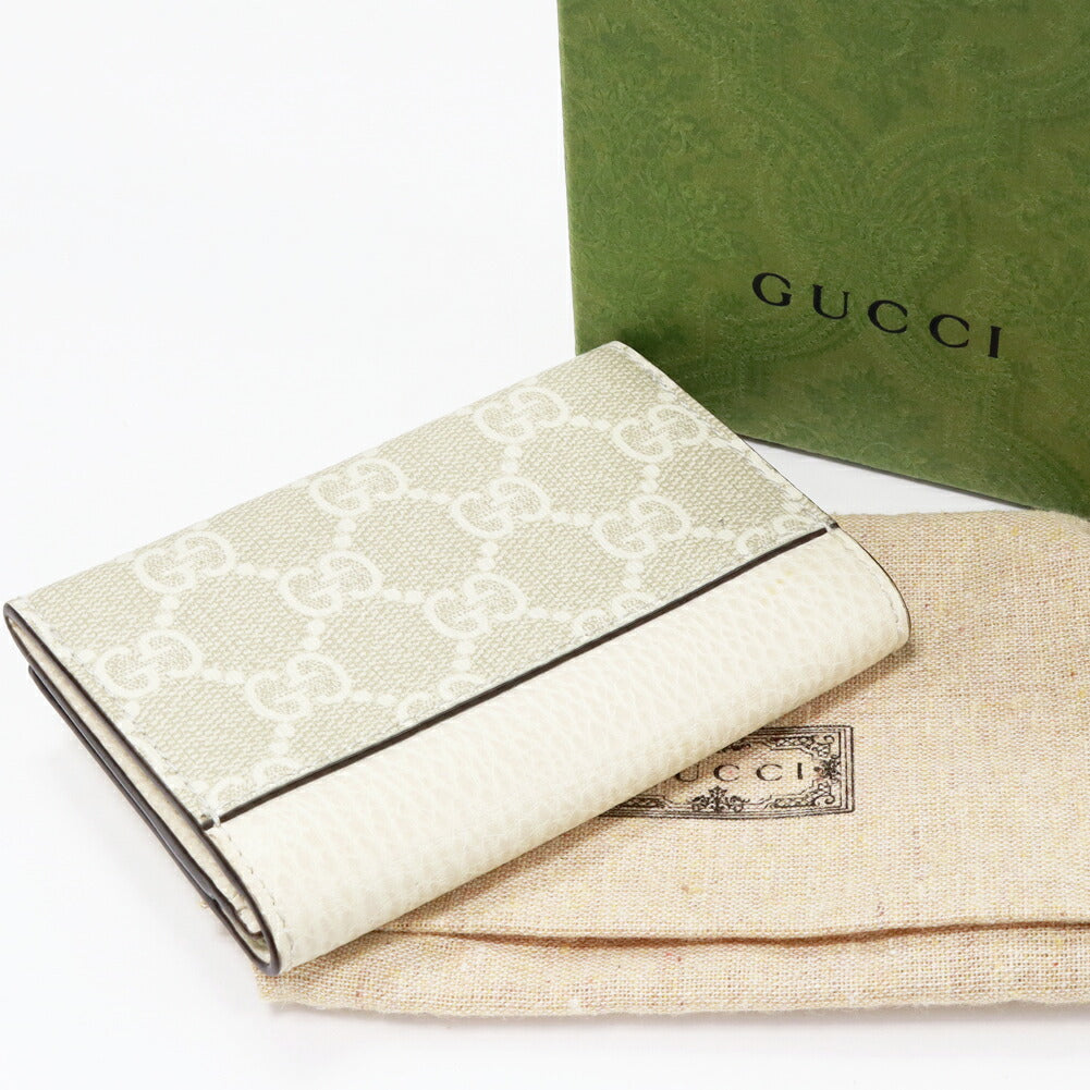 Luxury Gucci Trending 2025 Bifold Card Case GG Supreme Ivory