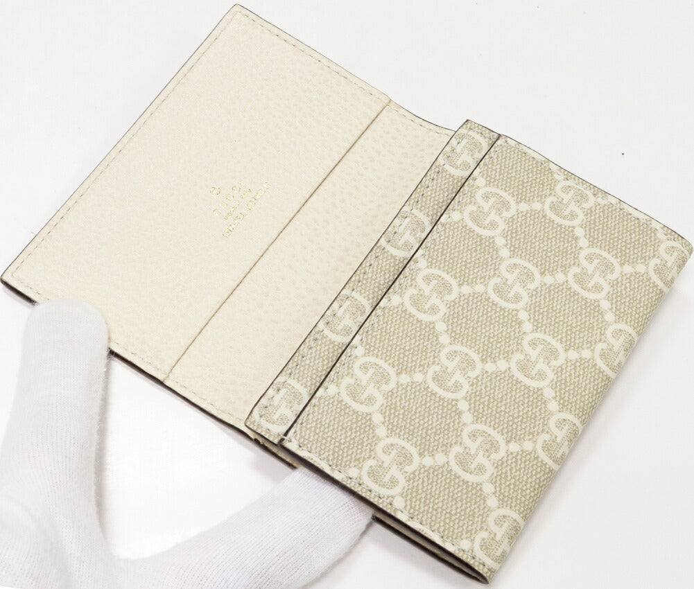 Luxury Gucci Trending 2025 Bifold Card Case GG Supreme Ivory