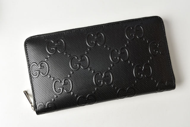 Luxury Gucci Trending 2025 Leather Zip-Around Wallet GG Signature Embossed