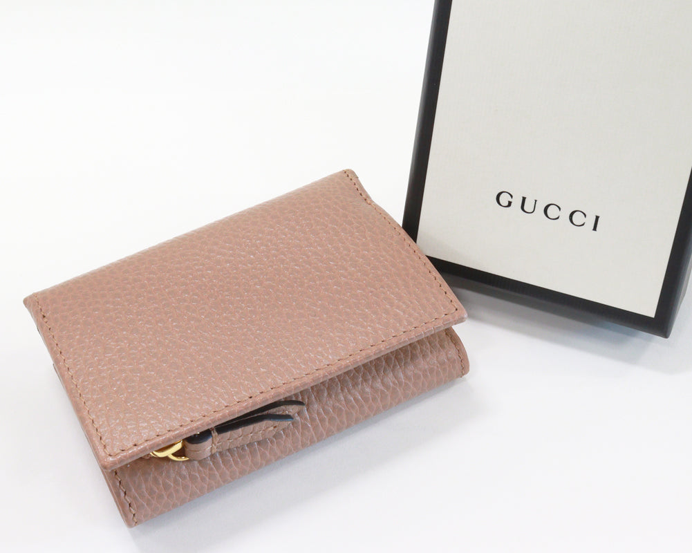 Luxury Gucci Trending 2025 GG Marmont Compact Trifold Wallet Dusty Pink 644407
