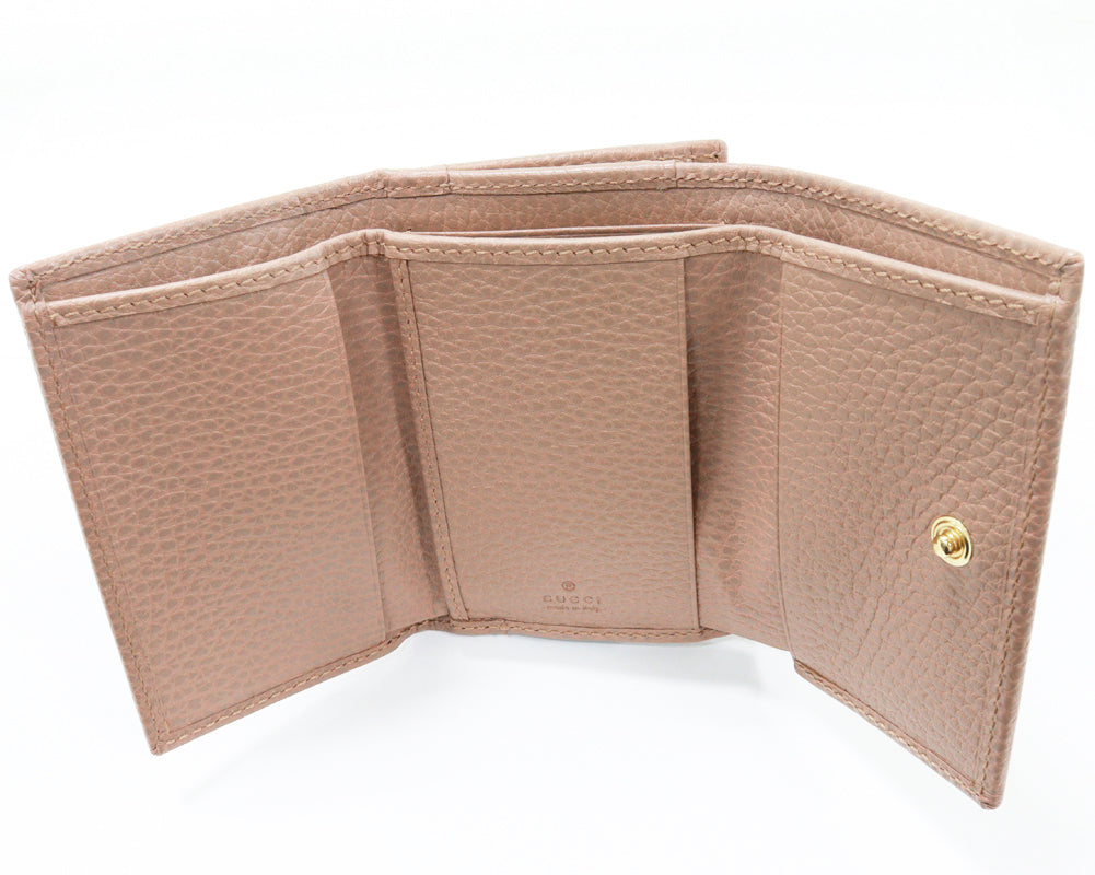 Luxury Gucci Trending 2025 GG Marmont Compact Trifold Wallet Dusty Pink 644407
