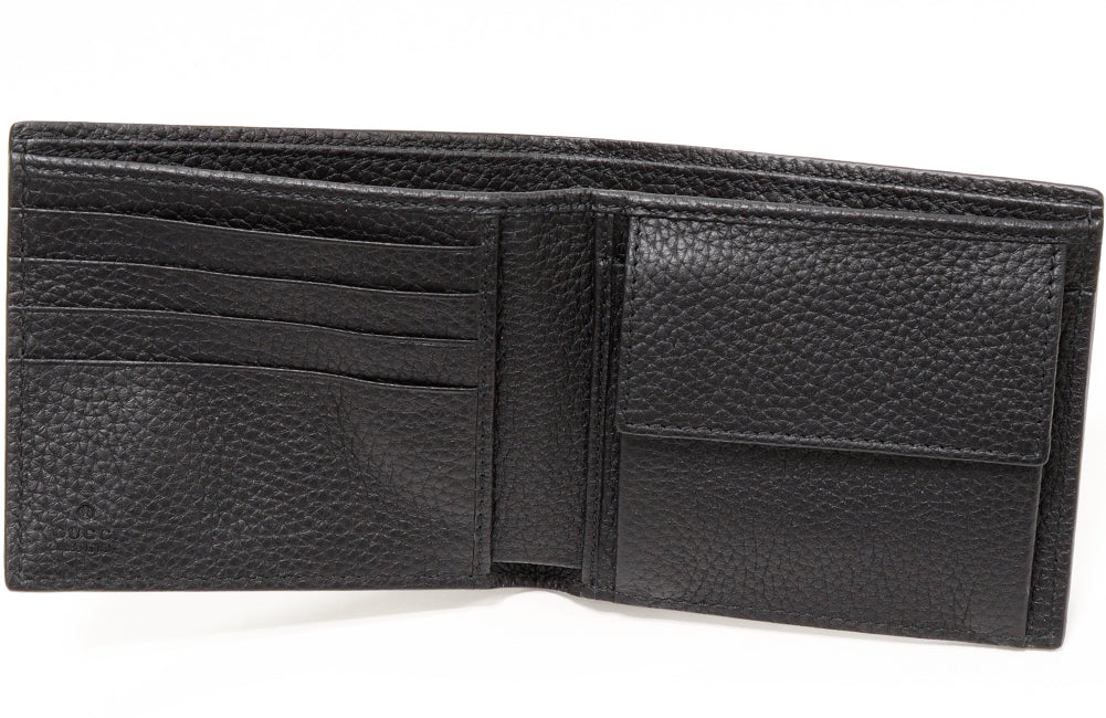 Luxury Gucci Trending 2025 Jumbo GG Bifold Wallet with Coin Pocket, Black Calf