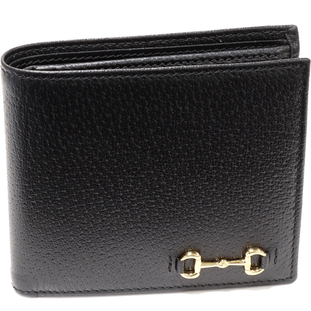 Luxury Gucci Trending 2025 Horsebit Bifold Wallet Black Calf