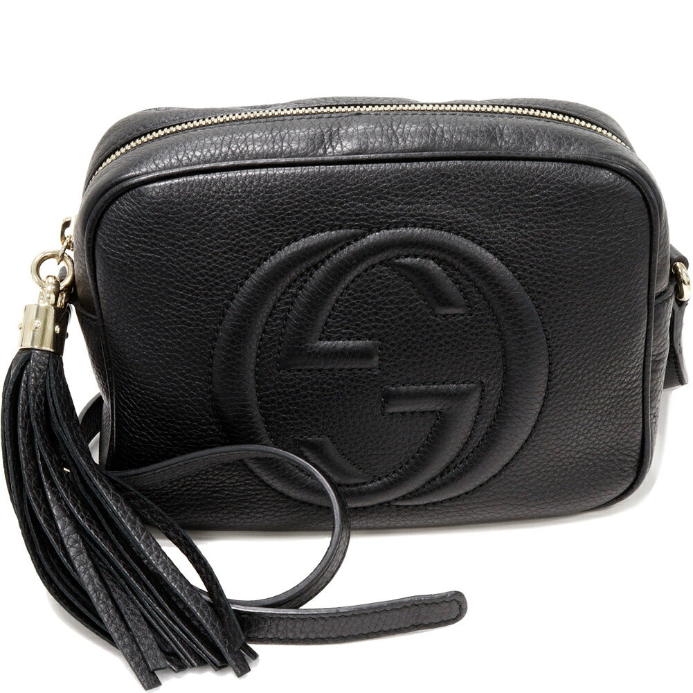 Luxury Gucci Trending 2025 Soho Disco Calf Shoulder Bag Black